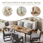 AMERLIFE Chaises de salle à manger en lin Mid-century lot de 6, chaises de dîner modernes rembourrées