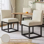 AMERLIFE Chaises de salle à manger en lin Mid-century lot de 6, chaises de dîner modernes rembourrées