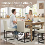 AMERLIFE Chaises de salle à manger en lin Mid-century lot de 6, chaises de dîner modernes rembourrées