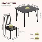 Ensemble de salle à manger 3 pièces en verre pour 2 personnes – Table de cuisine peu encombrante avec bords biseautés et chaises rembourrées, ensemble de table taille appartement