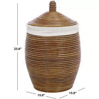 Panier à linge Mikkel - HAC6503 - Blanc/Brun Miel Lavé - Safavieh