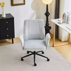 Karl Home | Chaise de bureau pivotante à roulettes Karl Home en velours blanc avec dossier queue de pie de 72,4 cm
