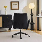 Karl Home | Chaise de bureau pivotante à roulettes Karl Home en velours blanc avec dossier queue de pie de 72,4 cm