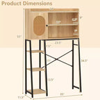 Meuble de rangement WC au-dessus des toilettes, Organisateur de toilettes peu encombrant avec porte en rotin PE