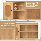 Meuble de rangement WC au-dessus des toilettes, Organisateur de toilettes peu encombrant avec porte en rotin PE