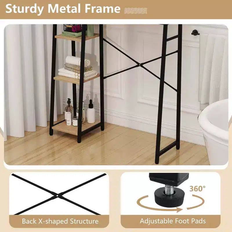 Meuble de rangement WC au-dessus des toilettes, Organisateur de toilettes peu encombrant avec porte en rotin PE
