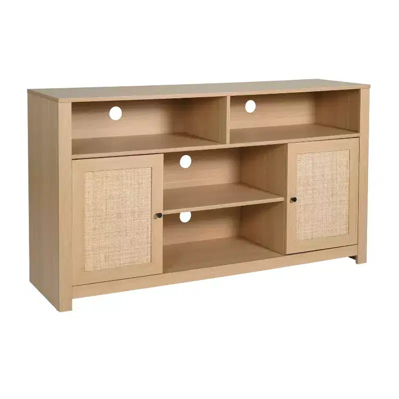 Merrick Lane 58 Buffet quatre portes de style moderne du milieu du siècle, meuble TV avec étagères, convient aux téléviseurs jusqu'à 65 pouces