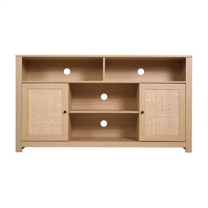 Merrick Lane 58 Buffet quatre portes de style moderne du milieu du siècle, meuble TV avec étagères, convient aux téléviseurs jusqu'à 65 pouces