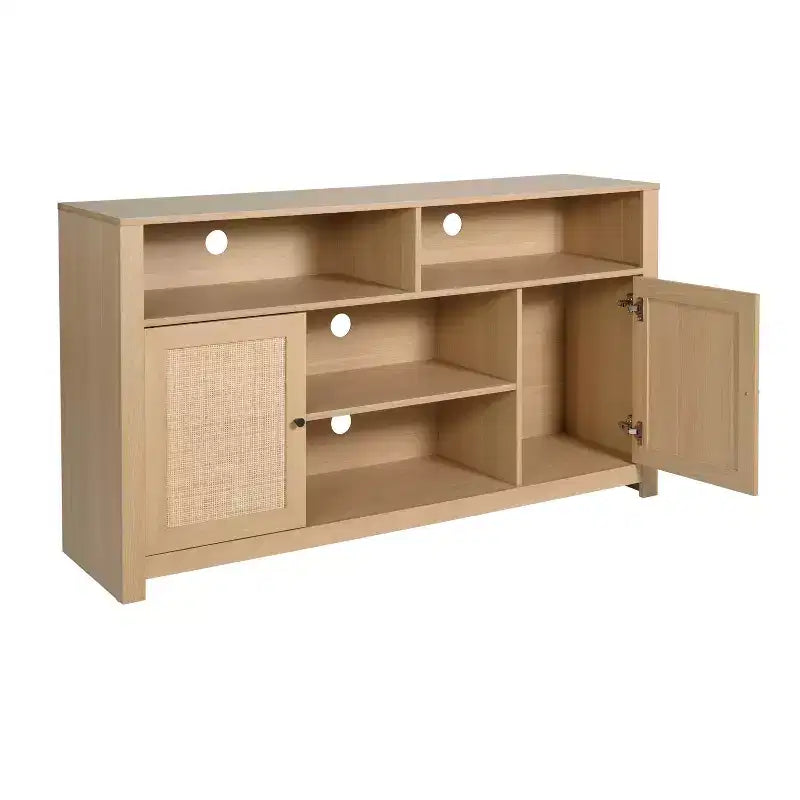 Merrick Lane 58 Buffet quatre portes de style moderne du milieu du siècle, meuble TV avec étagères, convient aux téléviseurs jusqu'à 65 pouces