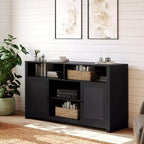 Merrick Lane 58 Buffet quatre portes de style moderne du milieu du siècle, meuble TV avec étagères, convient aux téléviseurs jusqu'à 65 pouces