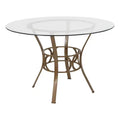Emma and Oliver 45 Round Glass Dining Table with Metal Frame