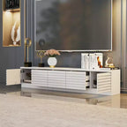 Meuble TV blanc au design minimaliste Famapy - Console multimédia : Lignes épurées, multiples compartiments et construction robuste