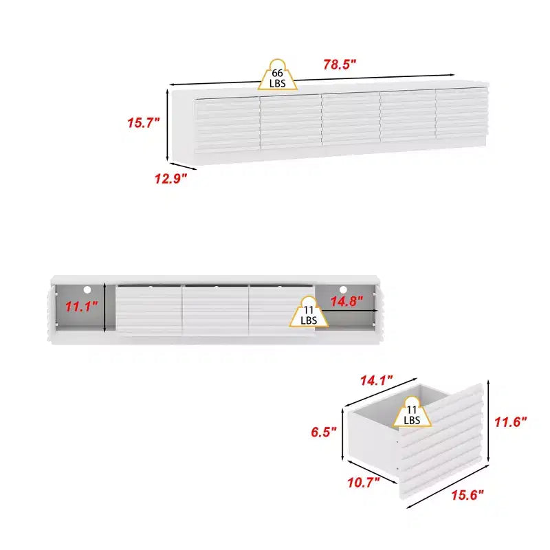 Meuble TV blanc au design minimaliste Famapy - Console multimédia : Lignes épurées, multiples compartiments et construction robuste