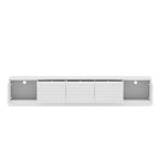 Meuble TV blanc au design minimaliste Famapy - Console multimédia : Lignes épurées, multiples compartiments et construction robuste
