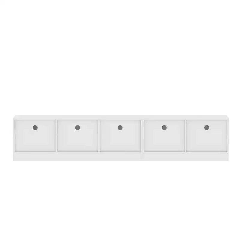 Meuble TV blanc au design minimaliste Famapy - Console multimédia : Lignes épurées, multiples compartiments et construction robuste