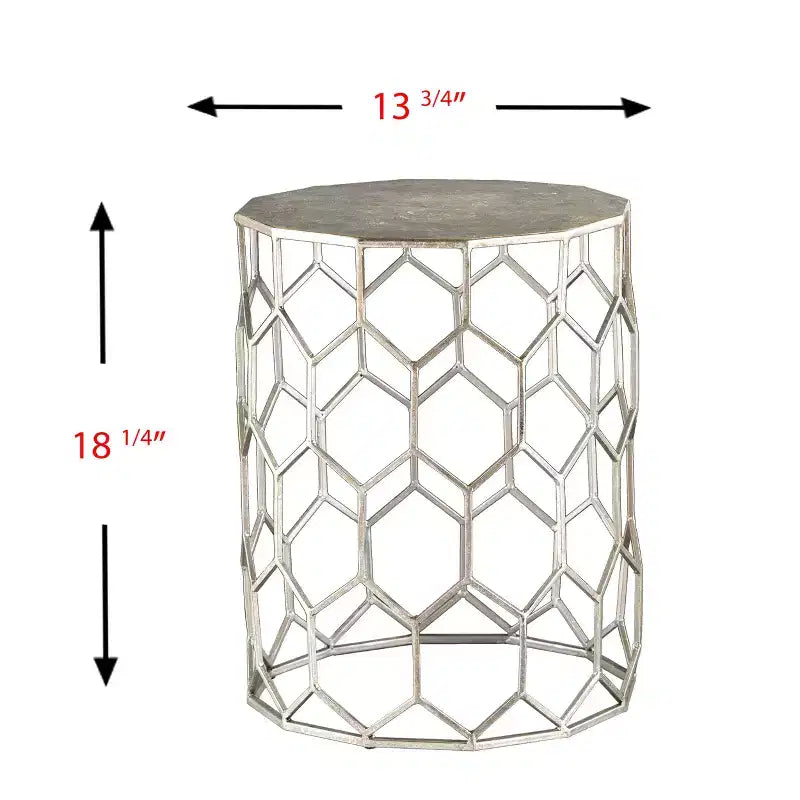 Table d'appoint Clarissa avec accents métalliques - Argent - SEI
