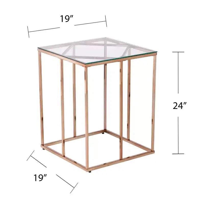 Table d'appoint contemporaine Nicholance avec plateau en verre - Champagne - SEI