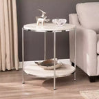 Table d'appoint Silas ronde en similicuir - anthracite - SEI