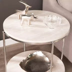 Table d'appoint Silas ronde en similicuir - anthracite - SEI