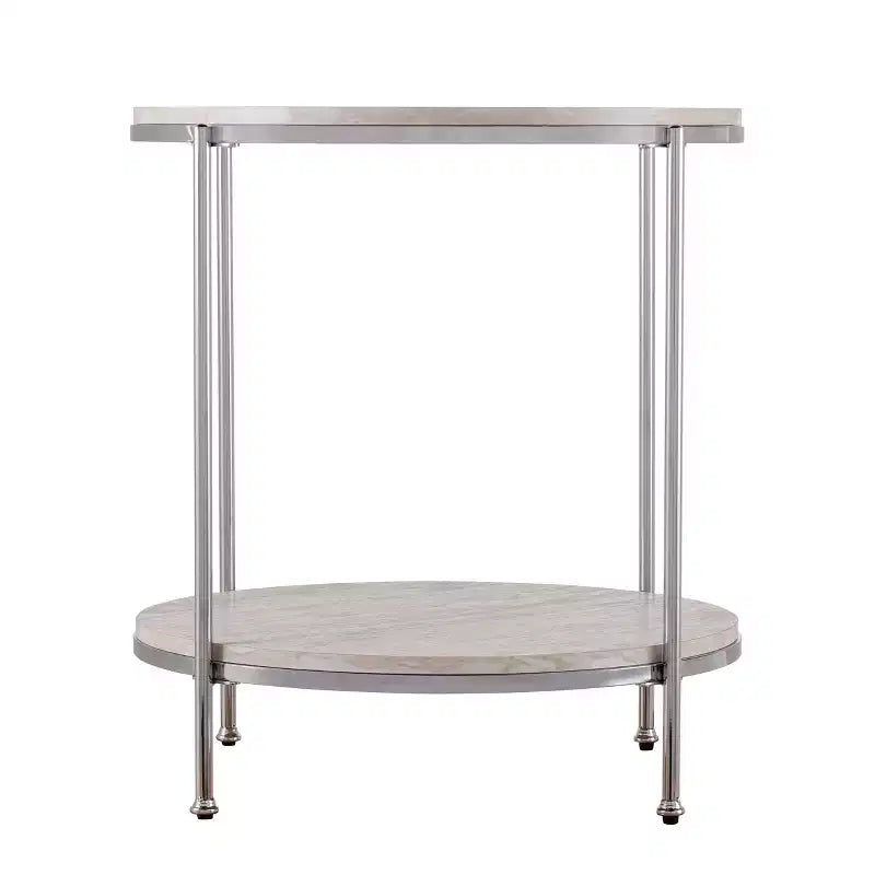Table d'appoint Silas ronde en similicuir - anthracite - SEI