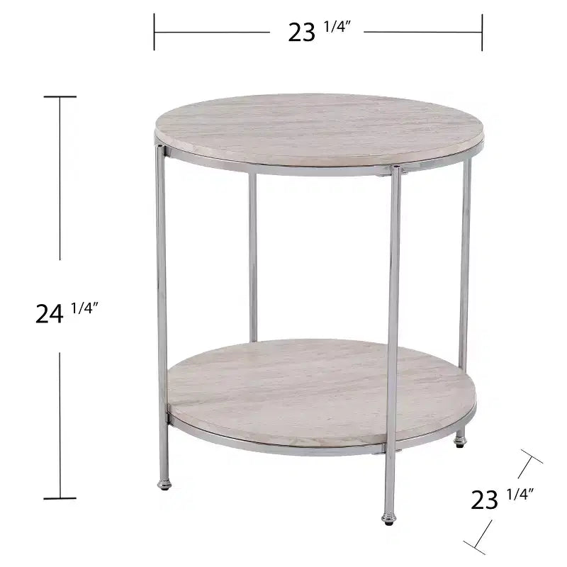 Table d'appoint Silas ronde en similicuir - anthracite - SEI