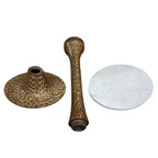 Table d'appoint Royal Hampton 52 cm de diamètre | Dessus rond en marbre blanc | Base piédestal martelé
