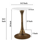 Table d'appoint Royal Hampton 52 cm de diamètre | Dessus rond en marbre blanc | Base piédestal martelé