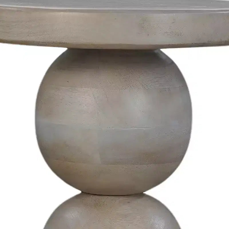 Table d'appoint ronde Royal Hampton de 30,5 cm, piédestal tourné, en bois de manguier beige au fini brun naturel