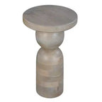 Table d'appoint ronde Royal Hampton de 30,5 cm, piédestal tourné, en bois de manguier beige au fini brun naturel