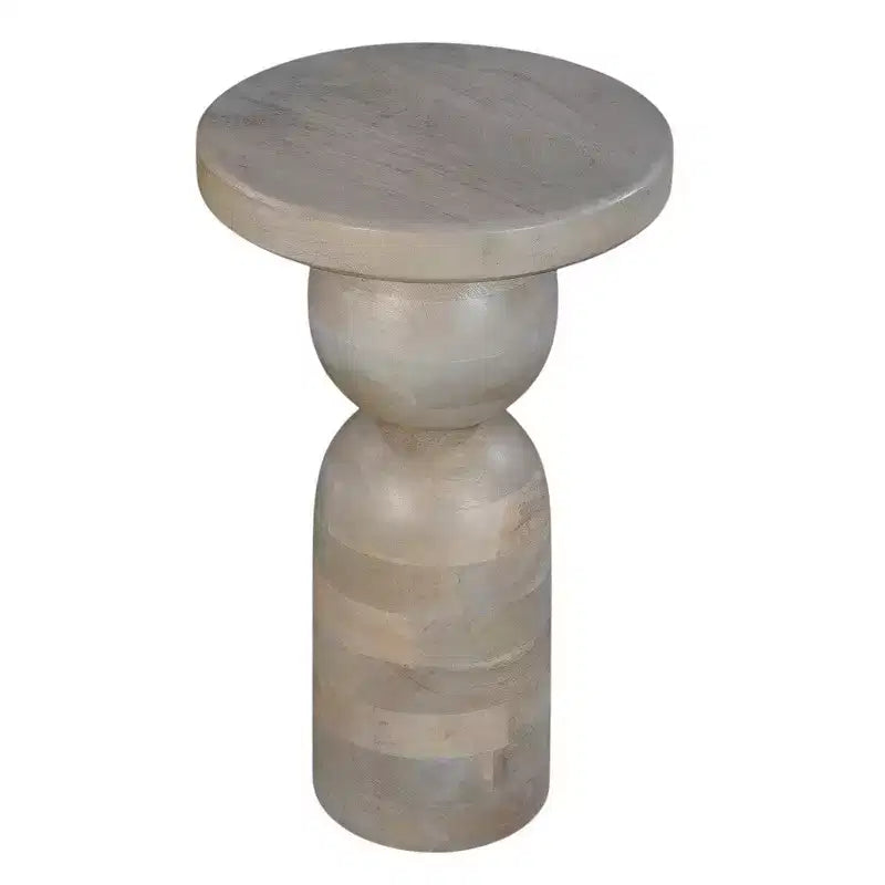 Table d'appoint ronde Royal Hampton de 30,5 cm, piédestal tourné, en bois de manguier beige au fini brun naturel