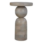 Table d'appoint ronde Royal Hampton de 30,5 cm, piédestal tourné, en bois de manguier beige au fini brun naturel