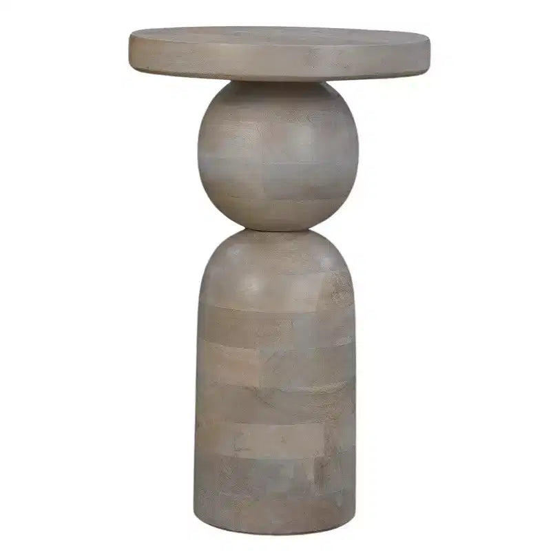 Table d'appoint ronde Royal Hampton de 30,5 cm, piédestal tourné, en bois de manguier beige au fini brun naturel