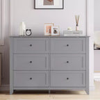 Commode GustoWave à 6 tiroirs, commode moderne avec poignées rondes et pieds robustes