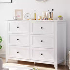 Commode GustoWave à 6 tiroirs, commode moderne avec poignées rondes et pieds robustes