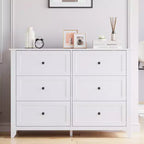 Commode GustoWave à 6 tiroirs, commode moderne avec poignées rondes et pieds robustes