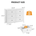 Commode GustoWave à 6 tiroirs, commode moderne avec poignées rondes et pieds robustes