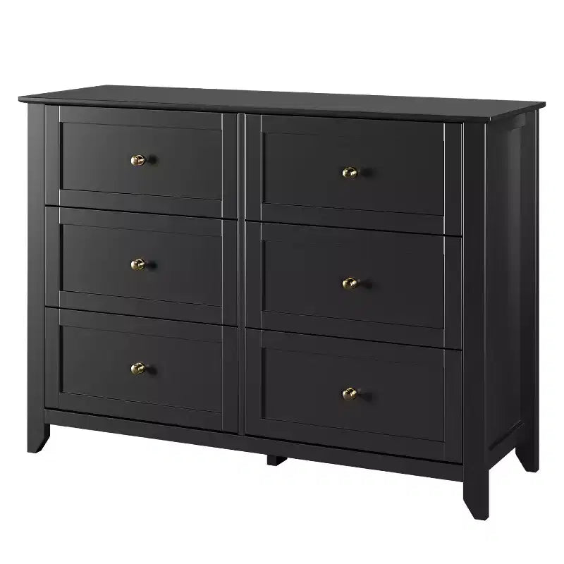 GustoWave 6 Drawer Dresser, Modern Chest of Drawers with Round Handle and Sturdy Leg