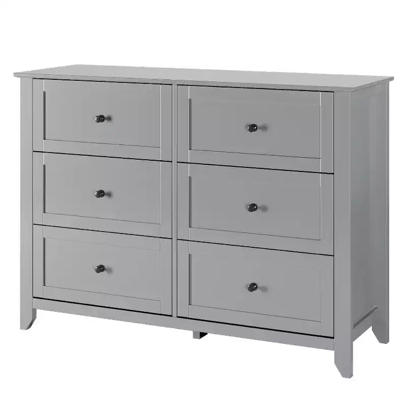 Commode GustoWave à 6 tiroirs, commode moderne avec poignées rondes et pieds robustes