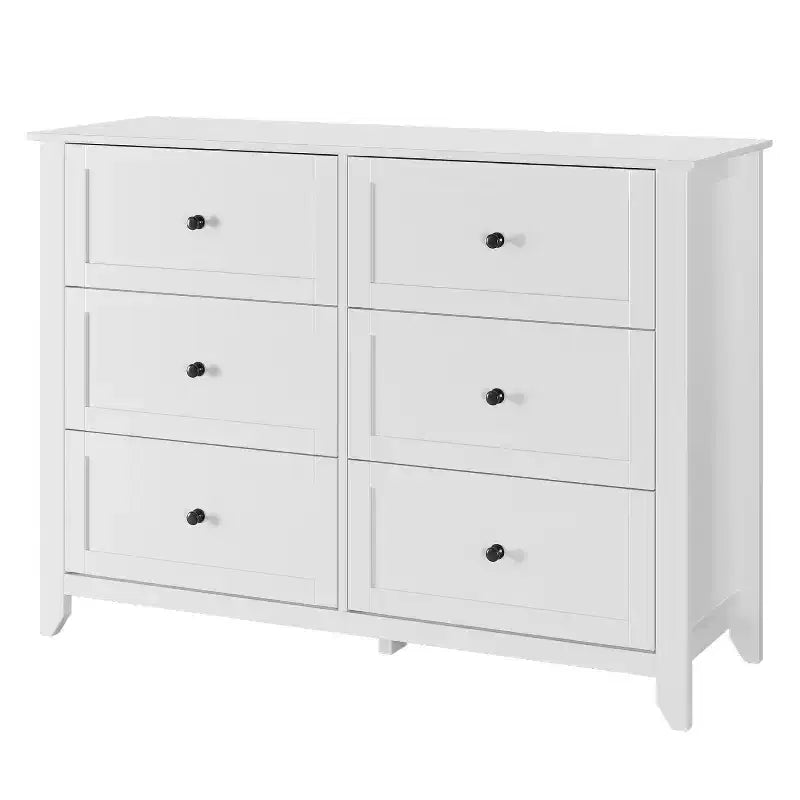 Commode GustoWave à 6 tiroirs, commode moderne avec poignées rondes et pieds robustes