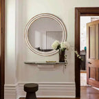 MAYEERTY Lot de 24 miroirs décoratifs ronds en bois pour décoration murale, miroir cercle rustique pour chambre à coucher, salon, bureau avec perles