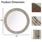 MAYEERTY Lot de 24 miroirs décoratifs ronds en bois pour décoration murale, miroir cercle rustique pour chambre à coucher, salon, bureau avec perles