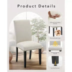 Lot de 2 chaises de salle à manger, chaises modernes tapissées en tissu, pieds en bois, capacité de charge de 120 kg, facile à nettoyer, pour salle à manger, cuisine, maison.