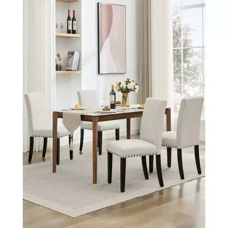 Lot de 2 chaises de salle à manger, chaises modernes tapissées en tissu, pieds en bois, capacité de charge de 120 kg, facile à nettoyer, pour salle à manger, cuisine, maison.