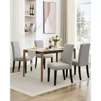 Lot de 2 chaises de salle à manger, chaises modernes tapissées en tissu, pieds en bois, capacité de charge de 120 kg, facile à nettoyer, pour salle à manger, cuisine, maison.