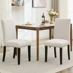 Lot de 2 chaises de salle à manger, chaises modernes tapissées en tissu, pieds en bois, capacité de charge de 120 kg, facile à nettoyer, pour salle à manger, cuisine, maison.