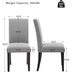 Dining Chairs Set of 2, Modern Fabric Upholstered Chairs, Wood Legs, 265lbs Weight Capacity, Easy Clean, for Dining Room, Kitchen, Home