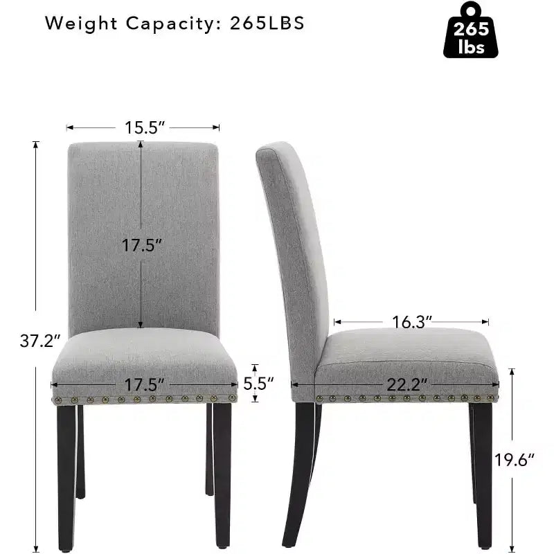 Dining Chairs Set of 2, Modern Fabric Upholstered Chairs, Wood Legs, 265lbs Weight Capacity, Easy Clean, for Dining Room, Kitchen, Home