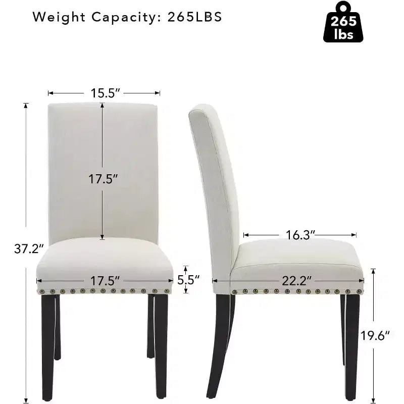 Lot de 2 chaises de salle à manger, chaises modernes tapissées en tissu, pieds en bois, capacité de charge de 120 kg, facile à nettoyer, pour salle à manger, cuisine, maison.