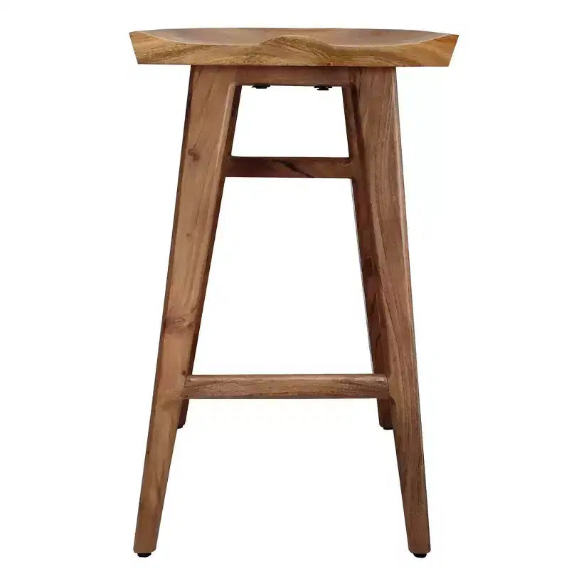 Tabouret de bar sans dossier Royal Hampton 29 pouces, siège en bois de selle fait main, bois d'acacia