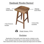 Tabouret de bar sans dossier Royal Hampton 29 pouces, siège en bois de selle fait main, bois d'acacia